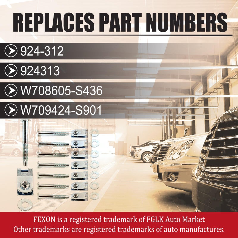 FEXON Truck Bed Mounting Hardware Kit Set of 8 Bolts, Washers, Captured Nuts Replacement for 1997-2014 Ford F-150 1997-1999 Ford F-250 2006-2008 Lincoln Mark LT Replaces 924-312 - Image 3
